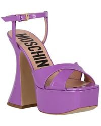 Moschino - Patent Leather Ankle Strap Platform Sandals - Lyst