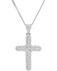 Savvy Cie Jewels - Pavé Cubic Zirconia Cross Pendant Necklace - Lyst