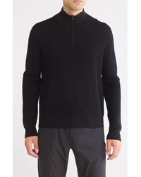 Bruno Magli - Textured Merino Wool Quarter Zip Pullover - Lyst