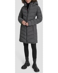 DKNY - Cire Packable Hooded Longline Puffer Jacket - Lyst