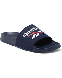 BS7417 Reebok Men's Classic Slide Sandals Beach Shoes Flip Flops White 