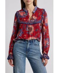 FARM Rio - Luang Long Sleeve Popover Top - Lyst
