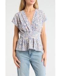 Max Studio - V-Neck Short Sleeve Pleated Top - Lyst