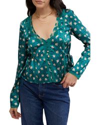 Free People - Field Of Roses Satin & Lace Top - Lyst