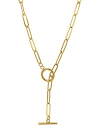 Adornia - 14k Gold Plated Water Resistant Paper Clip Chain Lariat Necklace - Lyst