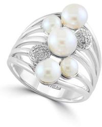 Effy - Sterling 4–6.5Mm Freshwater Pearl & Diamond Multiband Ring - Lyst