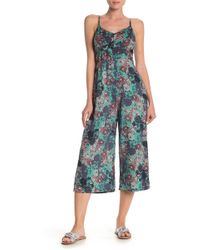Angie Spaghetti Strap Floral Print Jumpsuit - Green