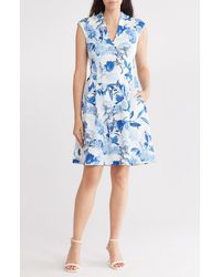 Vince Camuto Metallic Jacquard Flare Dress | Lyst