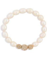 Tasha - Imitation Pearl & Crystal Beaded Bracelet - Lyst
