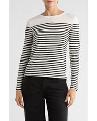 Tahari - Stripe Long Sleeve Knit Top - Lyst