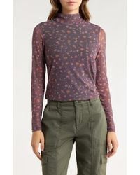 Sanctuary - Everyday Mock Neck Long Sleeve Mesh Top - Lyst