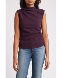 Wit & Wisdom - Asymmetric Ruched Sleeveless Mock Neck Knit Top - Lyst
