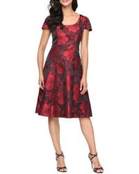 Sl Fashions - Floral Print Jacquard A-Line Midi Dress - Lyst