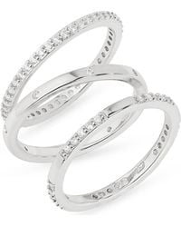 Nordstrom Rack - Set Of 3 Cubic Zirconia Inset Stacking Band Rings - Lyst