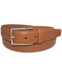 Vince Camuto 32mm Linear Wood Grain Print Leather Belt - Brown