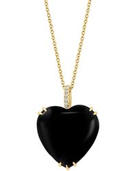 Effy - 14k Yellow Gold Diamond Onyx Heart Pendant Necklace - Lyst