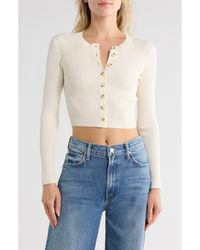 Blu Pepper - Button Front Crop Cardigan - Lyst