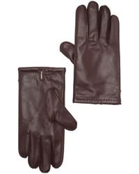 Hickey Freeman Napa Leather And 100% Cashmere Lined Hand Stitched Gloves - Brown