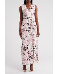Connected Apparel - Floral Print Ruffle Sleeveless Maxi Dress - Lyst