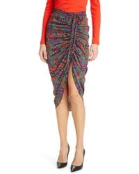 Veronica Beard - Ari Floral Paisley Ruched Silk Blend Skirt - Lyst