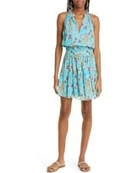 A.L.C. - Courtney Floral Smocked Tiered Silk Dress - Lyst