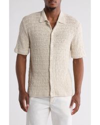 Truth - Short Sleeve Open Knit Button-Up Shirt - Lyst