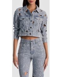 Alice + Olivia - Chloe Laser-Cut Denim Jacket - Lyst