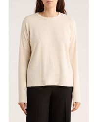 Tahari - Long Sleeve Drop Shoulder Crewneck Top - Lyst