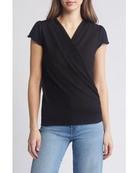 Loveappella - Texture Wrap Front Top - Lyst