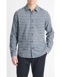 Vince - Summit Plaid Linen Blend Button-Up Shirt - Lyst