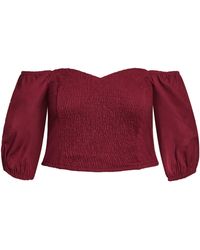 City Chic Shirred Dreams Crop Top In Pomegranate At Nordstrom Rack