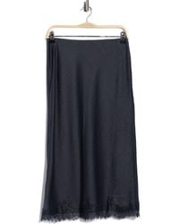 Nordstrom Rack - Lace Trim Satin Midi Skirt - Lyst