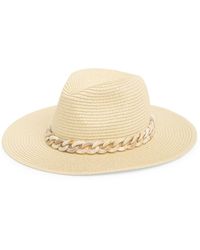 Vince Camuto - Chunky Chain Paper Straw Panama Hat - Lyst