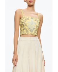 Alice + Olivia - Sasha Paisley Lace-Up Crop Top - Lyst