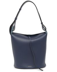 Burberry Leather Bucket Hobo Bag - Blue