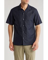 Theory - Noll Essential Short Sleeve Linen & Cotton Button-up Camp Shirt - Lyst