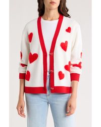 Alice + Olivia - Bradley Intarsia Heart Wool Blend Cardigan - Lyst