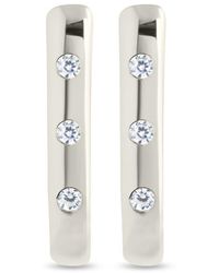 Sterling Forever - Casey Cubic Zirconia Rectangular Hoop Earrings - Lyst