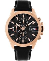 Tommy Hilfiger - Jameson Multi-Function Leather Strap Watch - Lyst