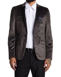 Paisley and Gray Paisley & Gray Leopard Print Peak Lapel Tuxedo Jacket In Grey/gold At Nordstrom Rack