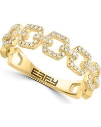 Effy - 14K Plated Sterling Diamond Link Band Ring - Lyst