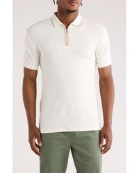 Cactus Man - Tipped & Textured Knit Half Zip Polo - Lyst