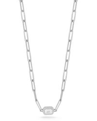 Glaze Jewelry - Sterling Cubic Zirconia Paper Clip Necklace - Lyst