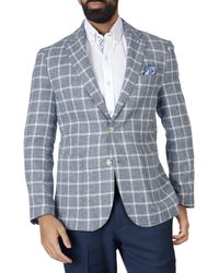 Tailorbyrd - Classic Fit Yarn Dyed Windowpane Linen-blend Sport Coat - Lyst