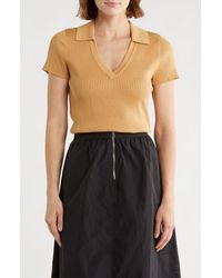 DKNY - Short Sleeve Rib Polo Sweater - Lyst