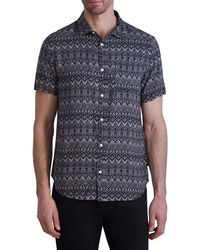 Karl Lagerfeld - Trim Fit Geometric Print Short Sleeve Button-up Shirt - Lyst