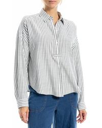 Max Studio - Stripe Button-Up Shirt - Lyst