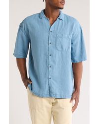 BDG - Revere Three-Quarter Sleeve Linen Button-Up Shirt - Lyst
