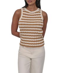 DKNY - Stripe Rib Knit Sleeveless Top - Lyst