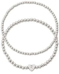 Adornia - Beaded Initial Charm Bracelet Set - Lyst